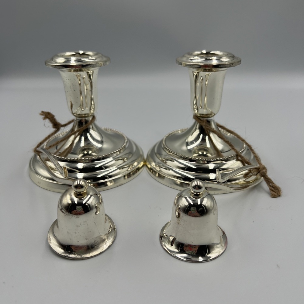 Gorham Newport Silverplate Newport Pair‎ of Candlesticks & Snuffers